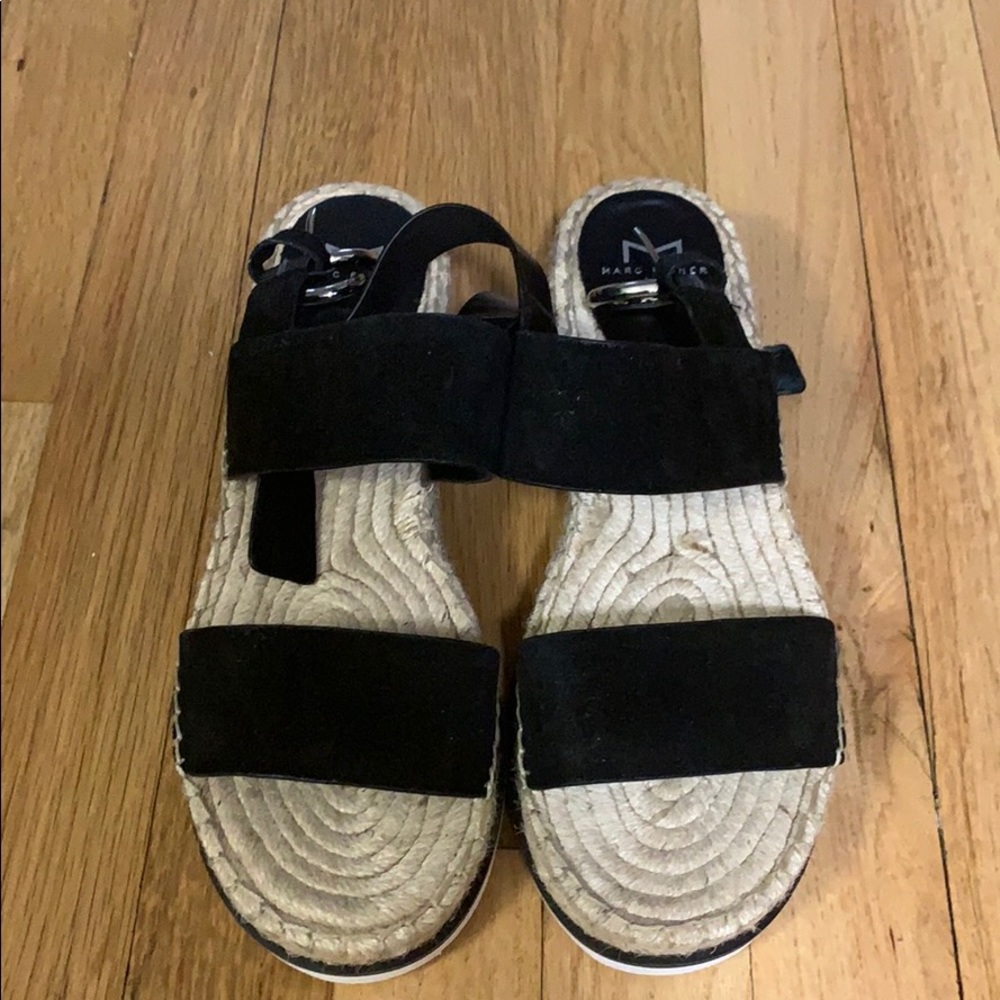 NEW Marc Fisher black suede platform espadrilles